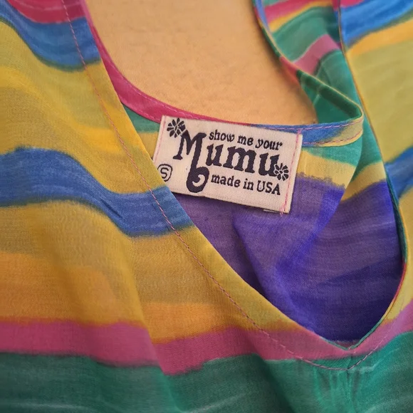 Show Me Your Mumu USA Colorful Striped Sheer Top Or Cover Up - Picture 10 of 15